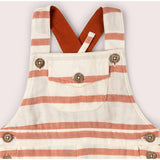 Vintage Red Stripe Dungaree Shorts, Red
