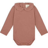 Organic Cotton Collared Long Sleeve Bodysuit, Pink
