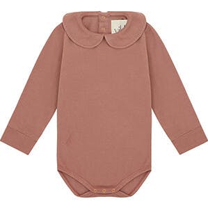 Organic Cotton Collared Long Sleeve Bodysuit, Pink