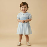 Organic Smocked Collar Dress - Light Blue