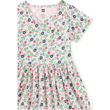 Short Sleeve Wrap Neck Dress, Pink