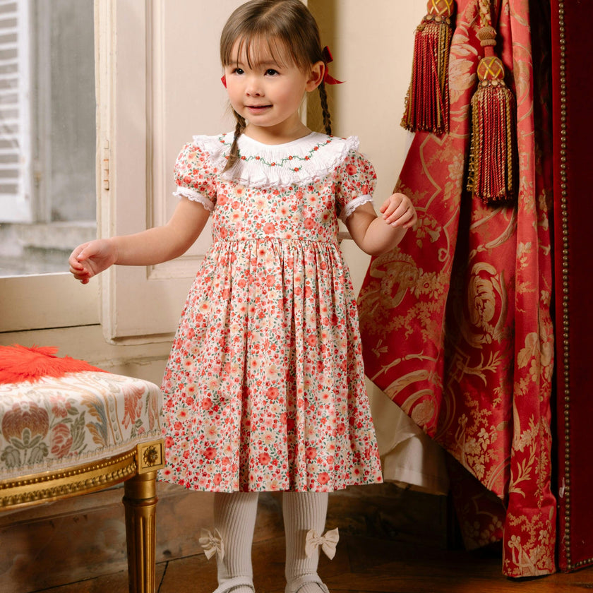 Celestine Red Floral Smocked Dress