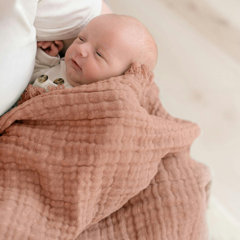 Multi-Layer Blush Ombre Muslin Cotton Baby Blanket