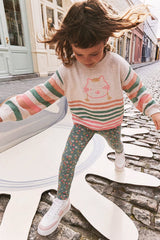 Organic Cotton Leggings Green Floral Print
