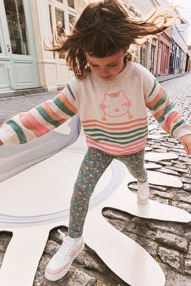 Organic Cotton Leggings Green Floral Print
