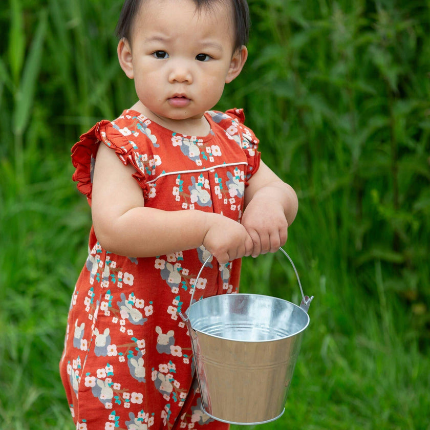 Little Rabbits Frill Summer Romper, Red