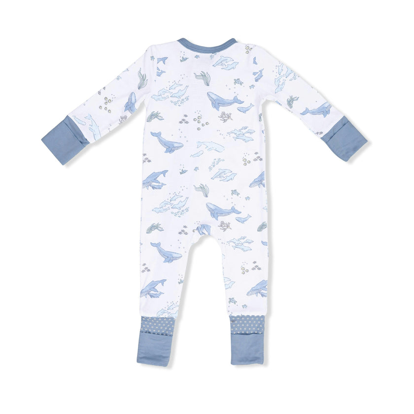 Watercolor Blue Whales - Convertible Romper