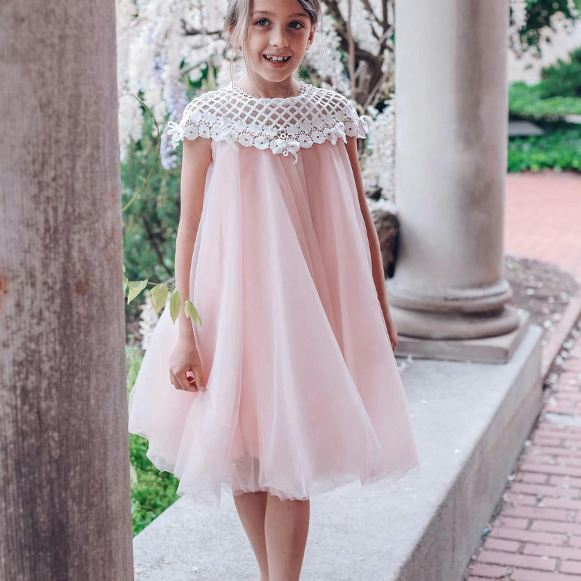 Rosa Pink Tulle Flower Dress