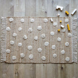 Nop Jute & Cotton Polka Dot Fringed Rectangular Rug