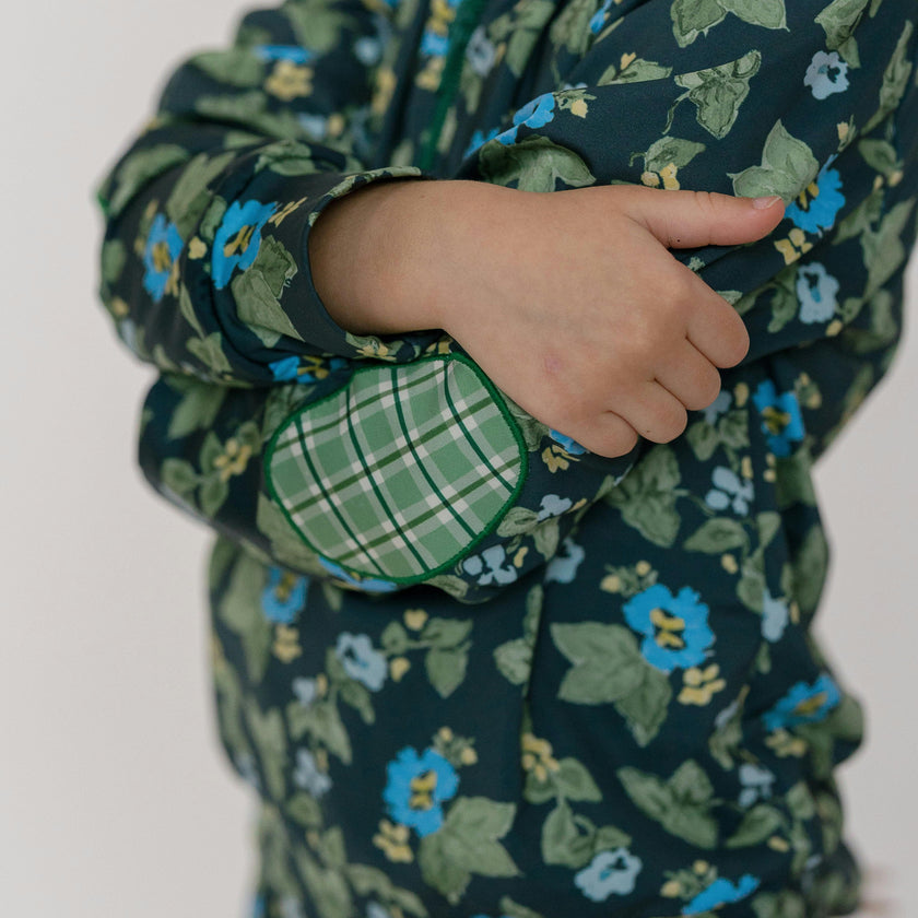 Kitt Set in Spring Mustard Flower In Navy/ Apple Check