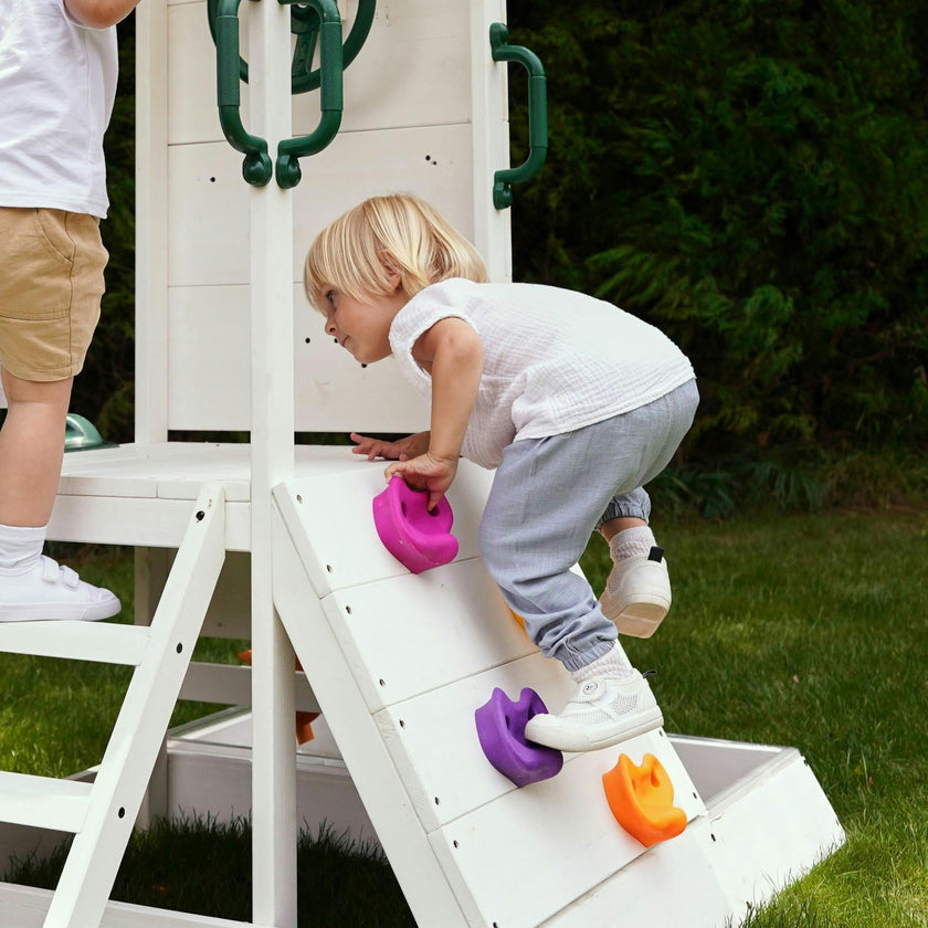 Aloe Wooden Outdoor Playhouse – Slide, Water Wheel Station & Steering Wheel for Toddlers