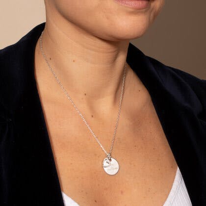 Personalized Crystal M Necklace, Sterling Silver
