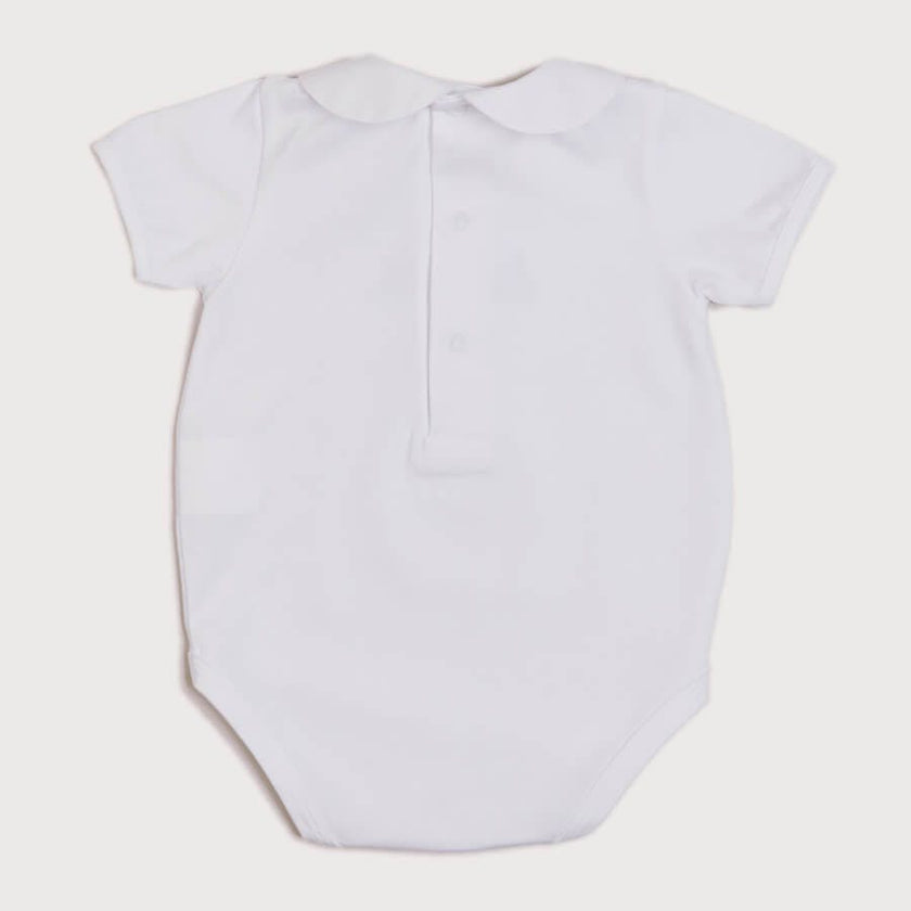 Embroidered Boat Motif Peter Pan Collar Bodysuit in White (1mth-3yrs)