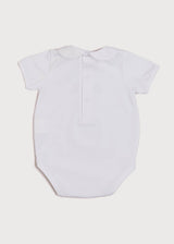 Embroidered Boat Motif Peter Pan Collar Bodysuit in White (1mth-3yrs)
