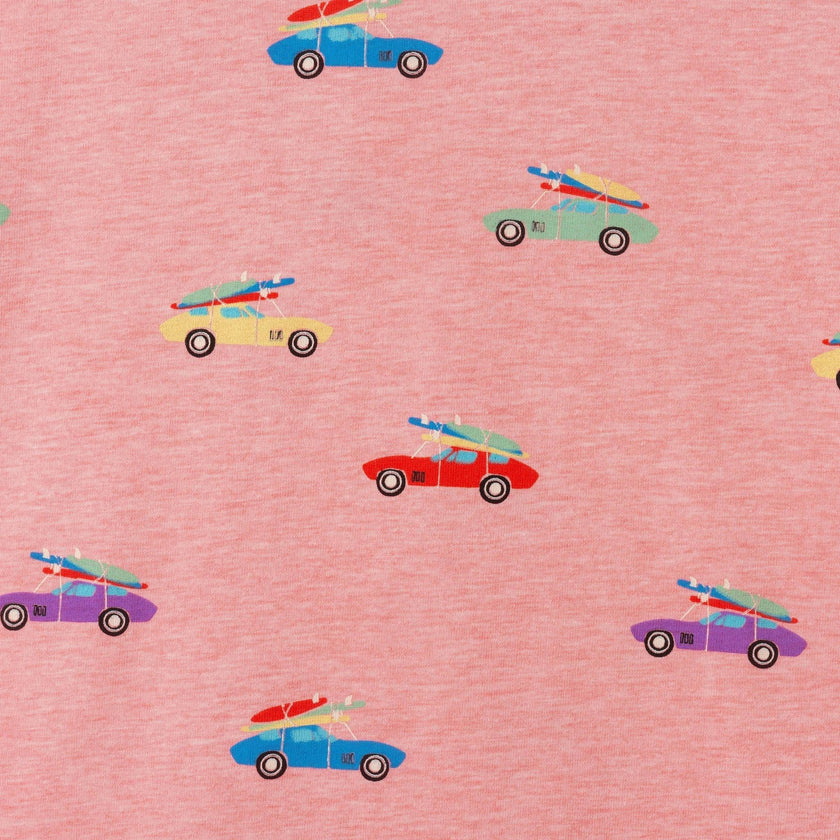 Boys Blue Printed Knit Buttondown | Orange Cars