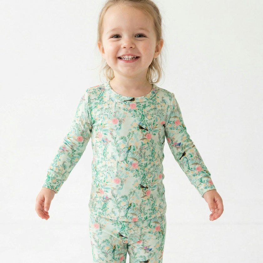 Sage Blossom Bamboo Toddler Pajama Set