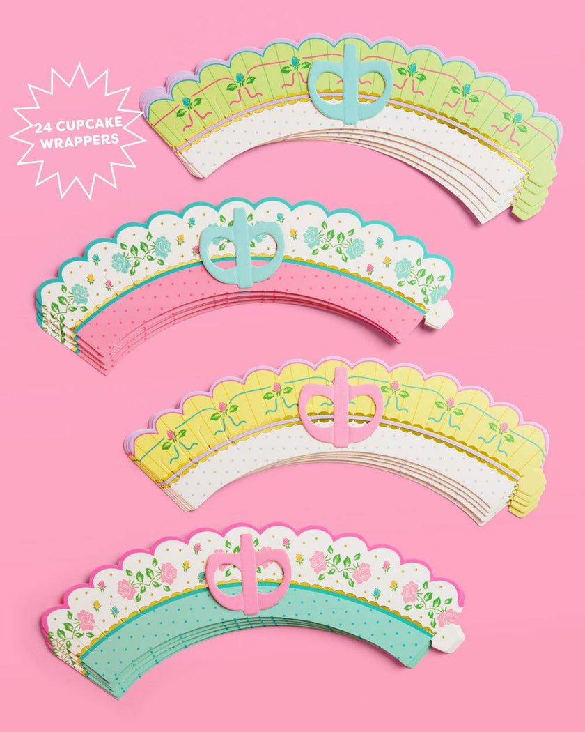 Tea Party Cupcake Wrappers - 24 pc tea cup set