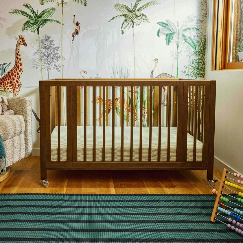 Rolli 9-in-1 Convertible All-Stages® Crib with Bassinet & Toddler Bed Conversion Kits in Natural Walnut