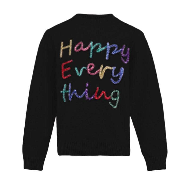 Women's Happy Everything Tinsel Sweater Black