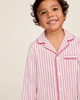 Kid's Twill Pajama Set in Antique Red Ticking