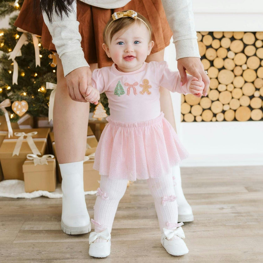 Blush Velvet Bow Tights