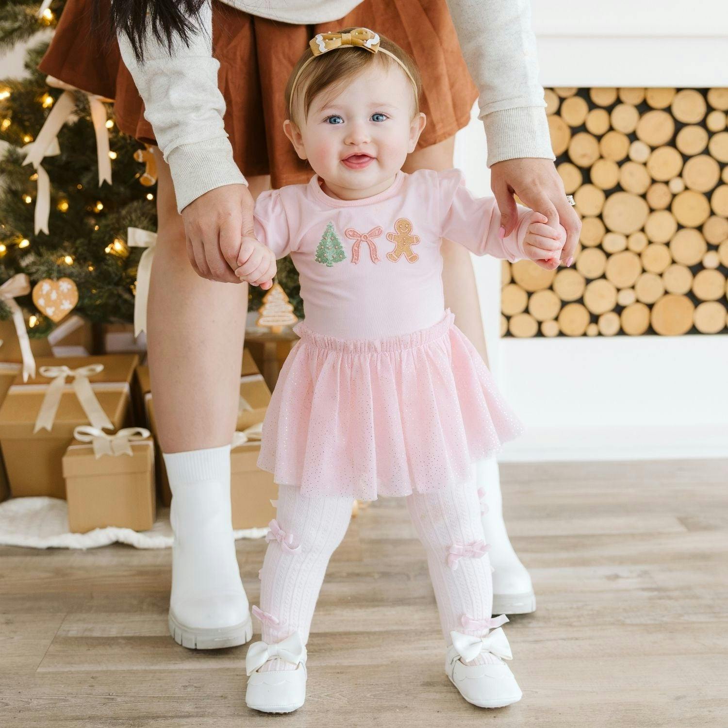 Gingerbread Christmas Velvet Bow Baby Headband