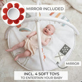 Beautiful Baby Play Gym & Tummy Time Mat - Soft Cotton Mat with 4 Cute Toys & Cards - Perfect Activity Area for Your Girl/Boy - Stylish Infant Floor Playmat