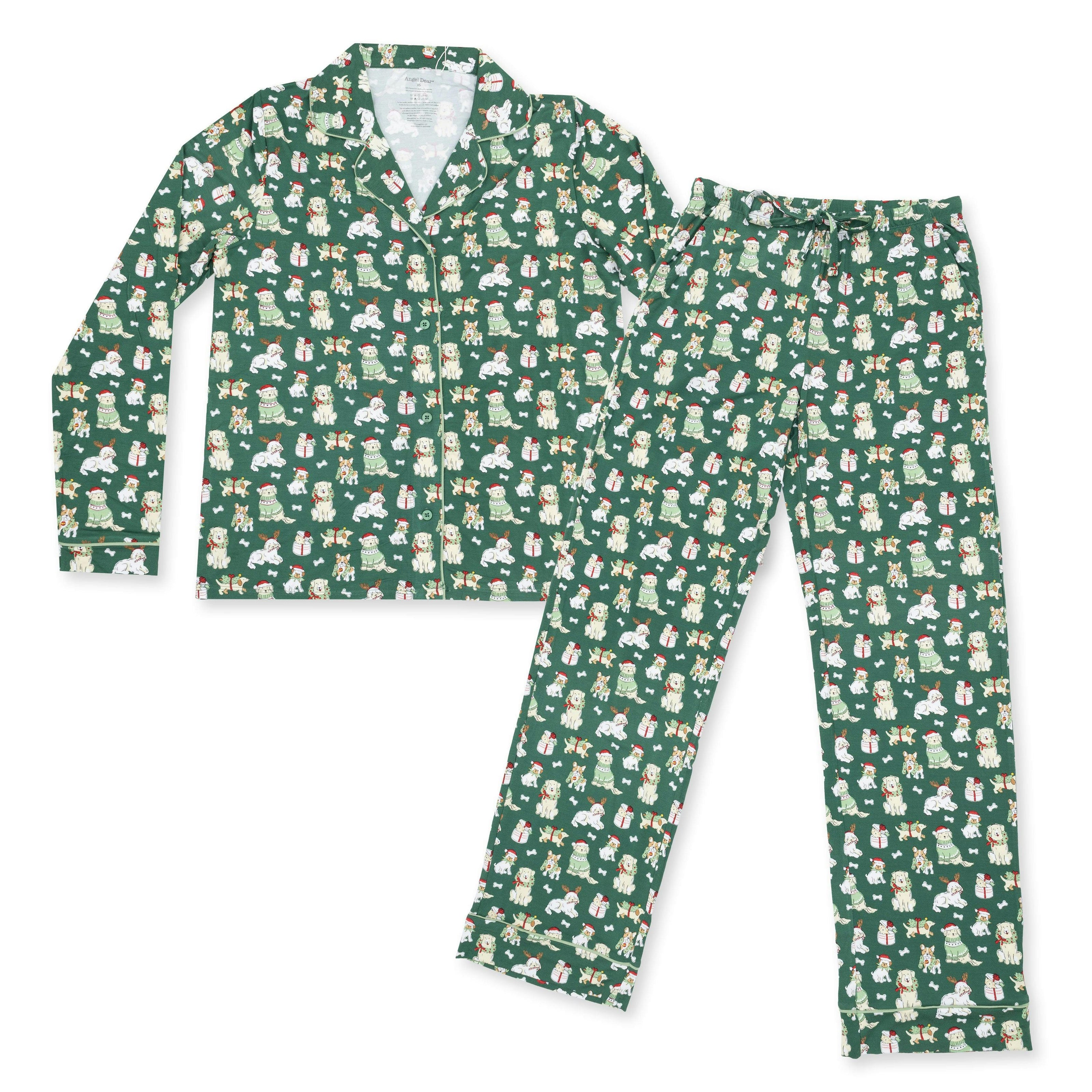 Christmas Dogs Uni - Adult Long Sleeve Coat Style and Pant with Pockets