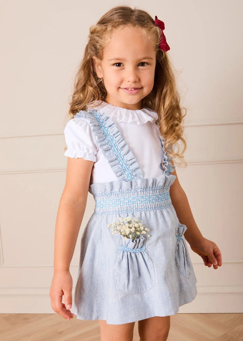 Broderie Anglaise Frill Collar Top in White (2-12yrs)