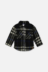 Zipped Overshirt Black and Blue Plaid