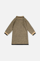 Knit Dress With Collar Beige And Black