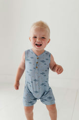 Baby Boy Sleeveless Romper in Construction