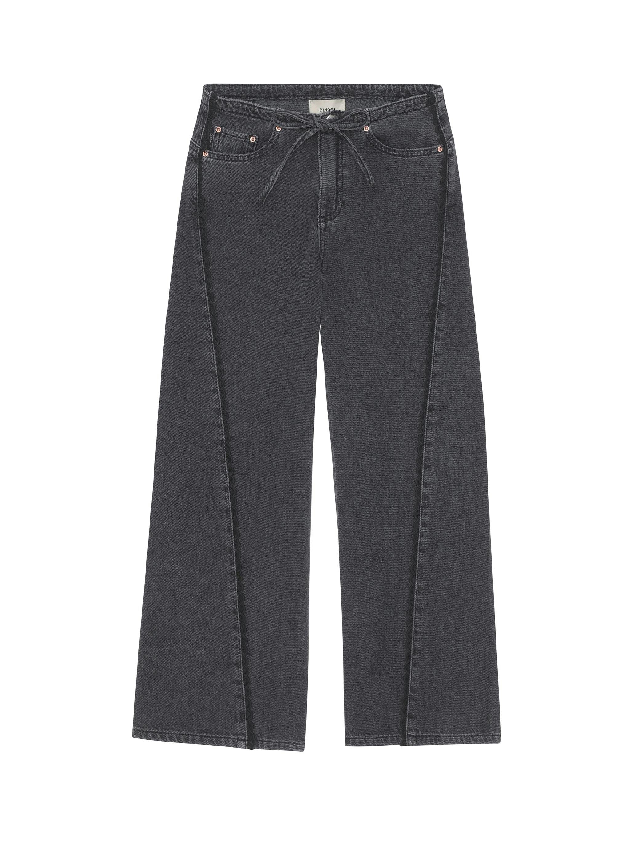 Frankie Low-Slung Wide Leg Jeans | Nightshade Lace