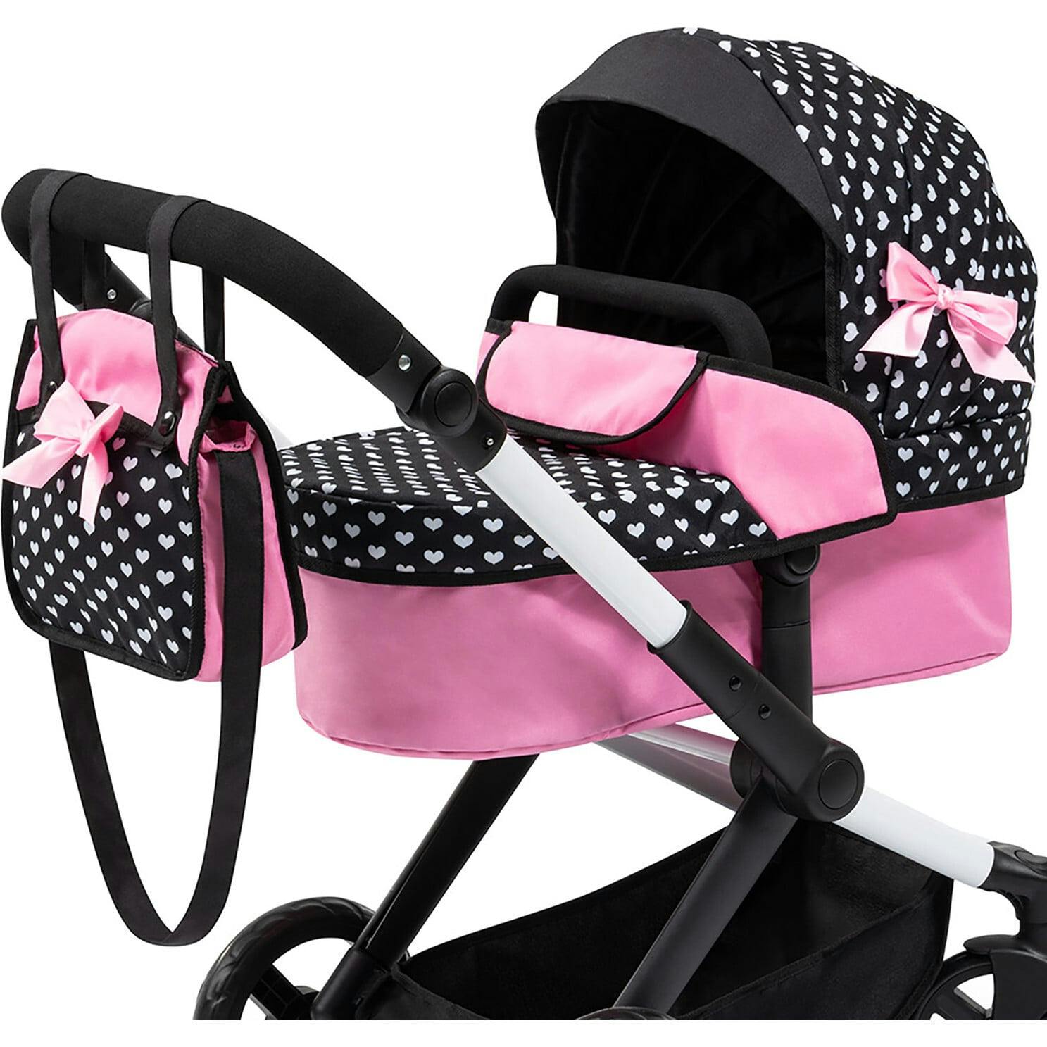 Bayer Design Dolls: Pram Xeo - Hearts Black & Pink