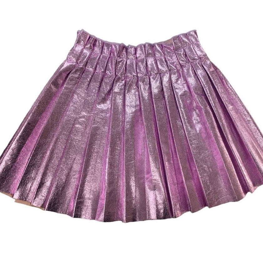Foil Metallic Pleated Skirt
