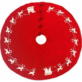Cream on Red Christmas Tree Skirt in Hand Felted Wool - 72”