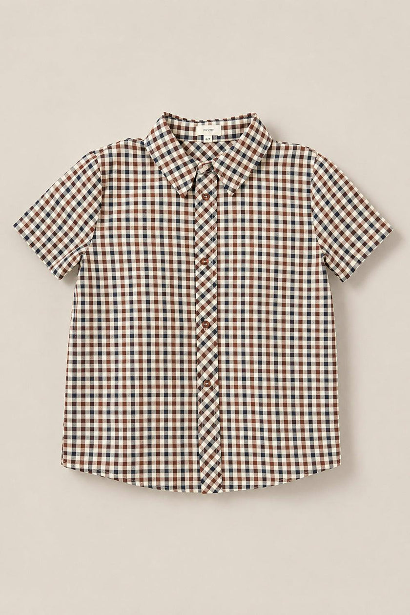 Boys James Shirt in Chestnut Gingham