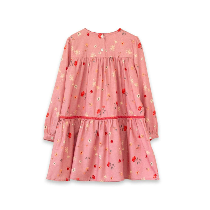 Piper Tiered Dress with Velvet Trim | Sunday Pink