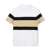Black & Beige Striped Polo Set