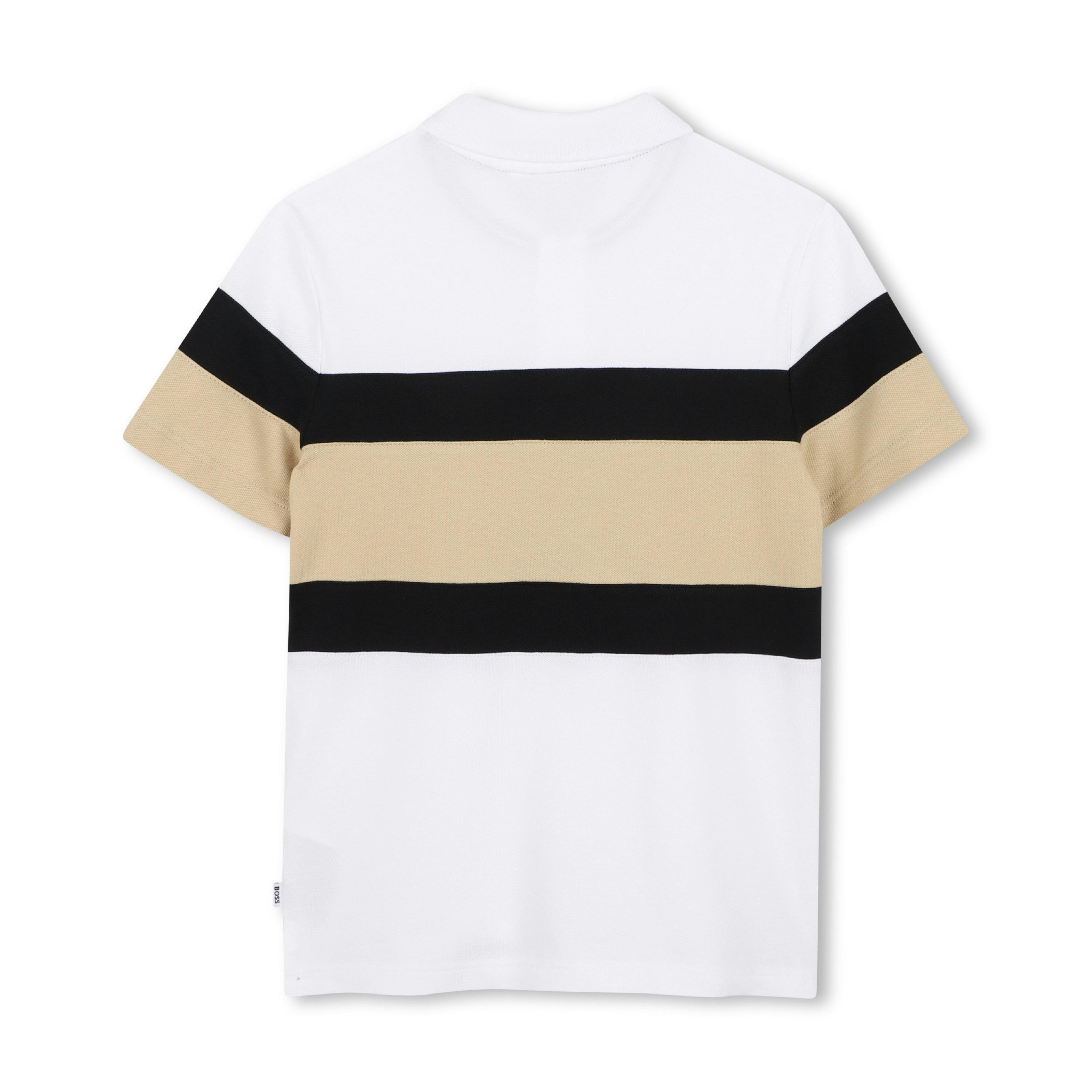 Black & Beige Striped Polo Set