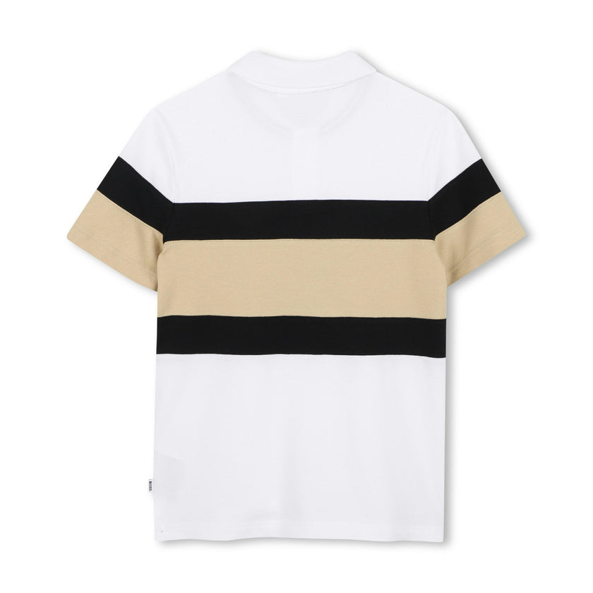 Black & Beige Striped Polo Set