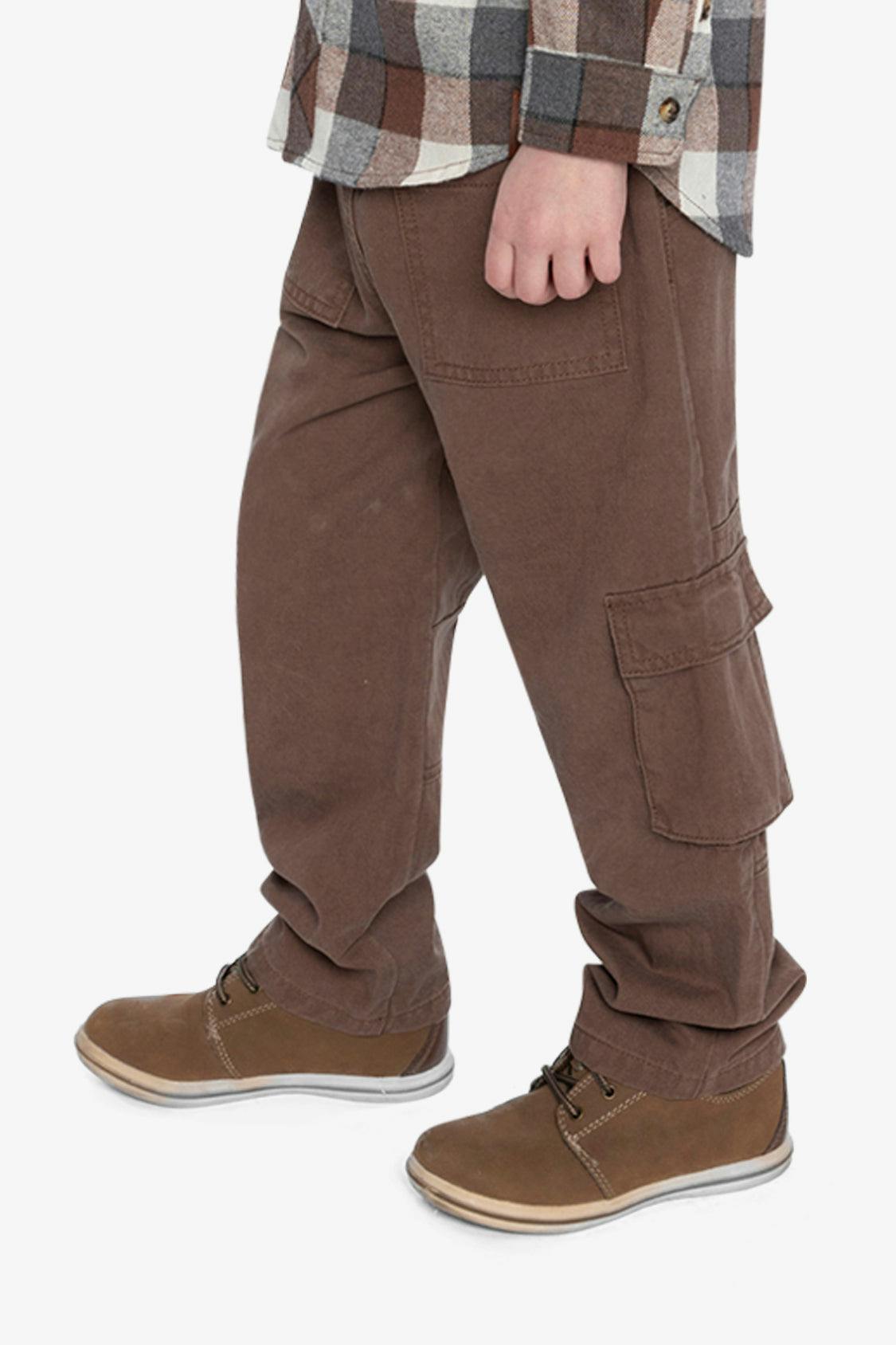 Twill Pants with Cargo Pockets Neutral Brown