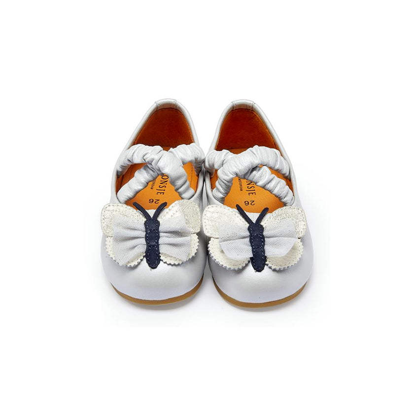 Mileni Ballerinas | Silver Blue Metallic Leather