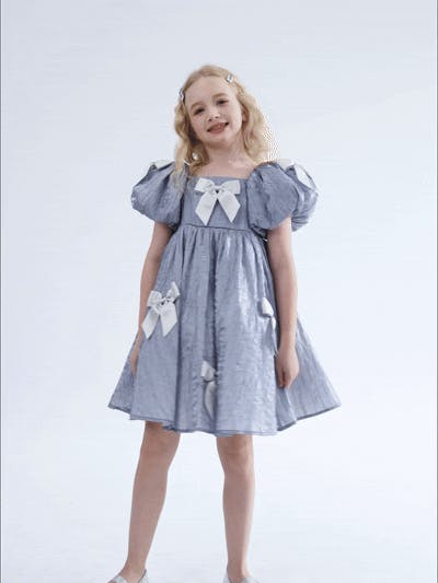 Blue Clarissa Bow Party Dress