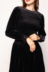 Lena Dress in Black Velvet