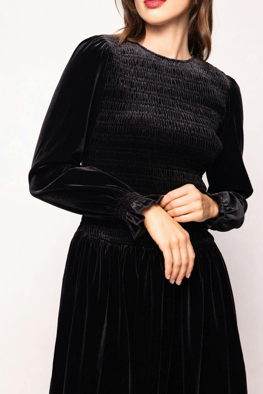 Lena Dress in Black Velvet
