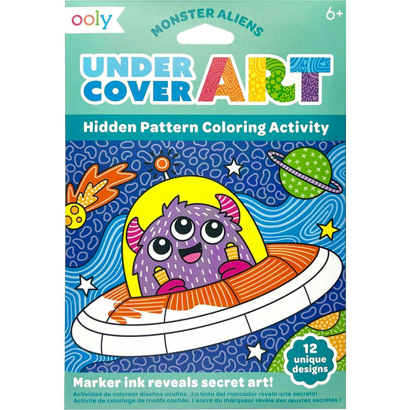 Undercover Art Hidden Pattern Coloring Activity Art Cards - Monster Aliens - 12 Cards