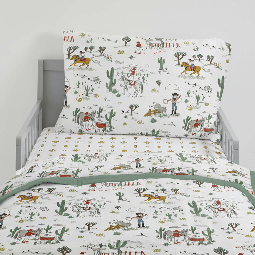 Cotton Muslin Toddler Bedding 3 Piece Set - Cowpoke