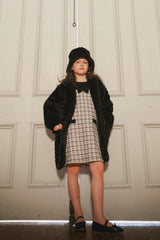 Faux Fur Long Coat Black