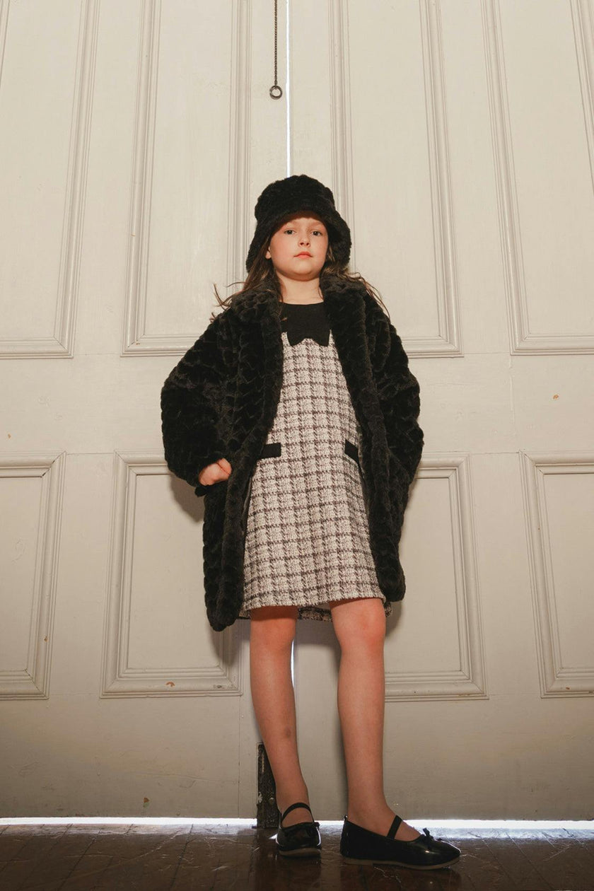 Faux Fur Long Coat Black